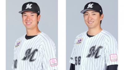 千葉ロッテ、“千葉つながり”の「千葉ジェッツ」ホームゲームに河村投手と上田内野手が出演　フリースローにチャレンジも